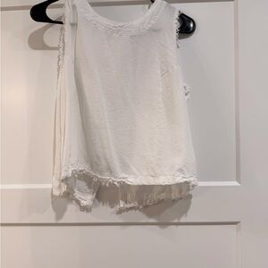 Thread & Supply White Frayed Hem Tank Top